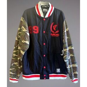 Famous Stars and Straps Camo Varsity Jacket Size 2XL Travis Barker Y2K NWT